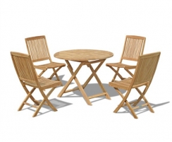 Brompton Extending Table & 6 Bali Folding Chairs Teak Dining Set