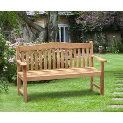 Rosette Teak Garden Bench, Flat Pack - 1.5m